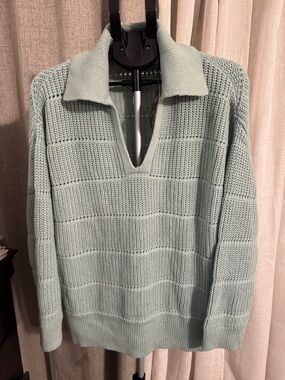 Ava & Viv Light Mint V-Neck Collared Sweater size XXL NWT